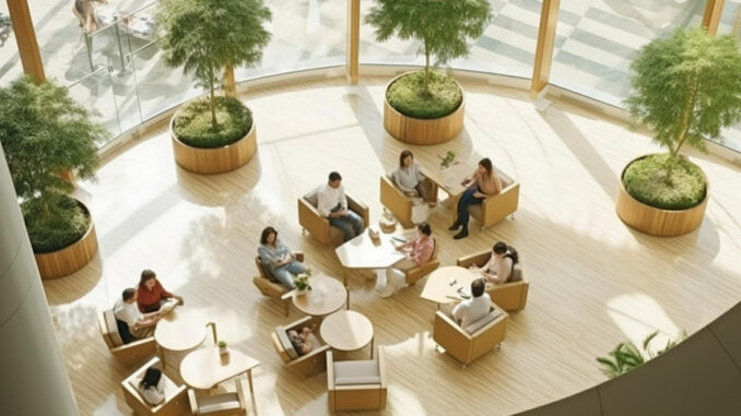 workers-relax-converse-confer-lobby-from-generative-ai